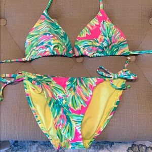 Lily Pulitzer 2 piece triangle bikini Guava print